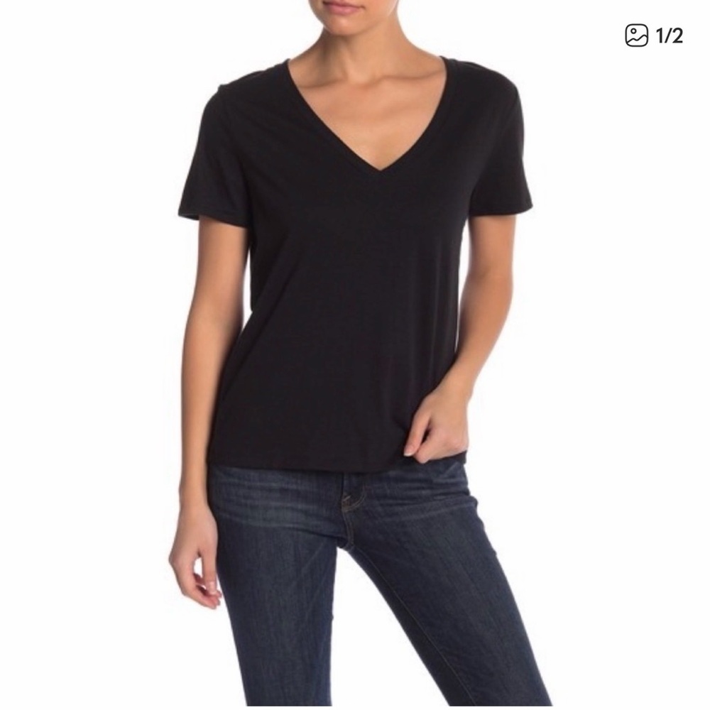 Classic Black V-Neck Women's Top